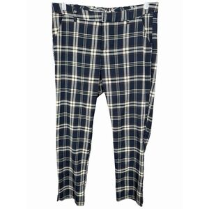 Lee Modern Series Plaid Pants Women's 12 Navy Tartan Academic Preppy‎ Style